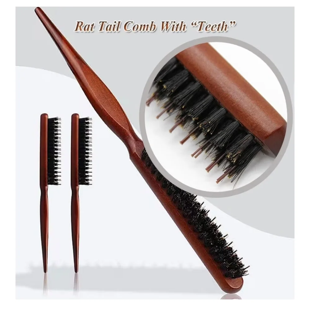 2 PCS Boar Bristle Hair Brush Set